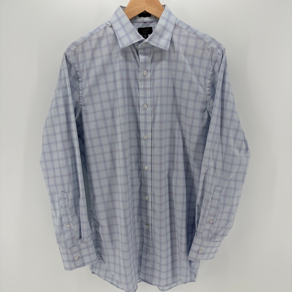 J. CREW Ludlow Slim Stretch Dress Shirt Blue Button Up Cotton Poplin Men's 15/33